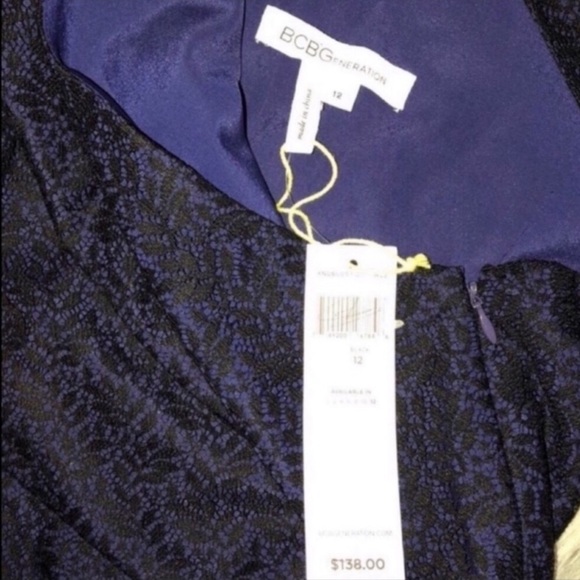 BCBGeneration NWT Navy Lace Overlay One Strap Summer Formal Cocktail Dress - Picture 2 of 8